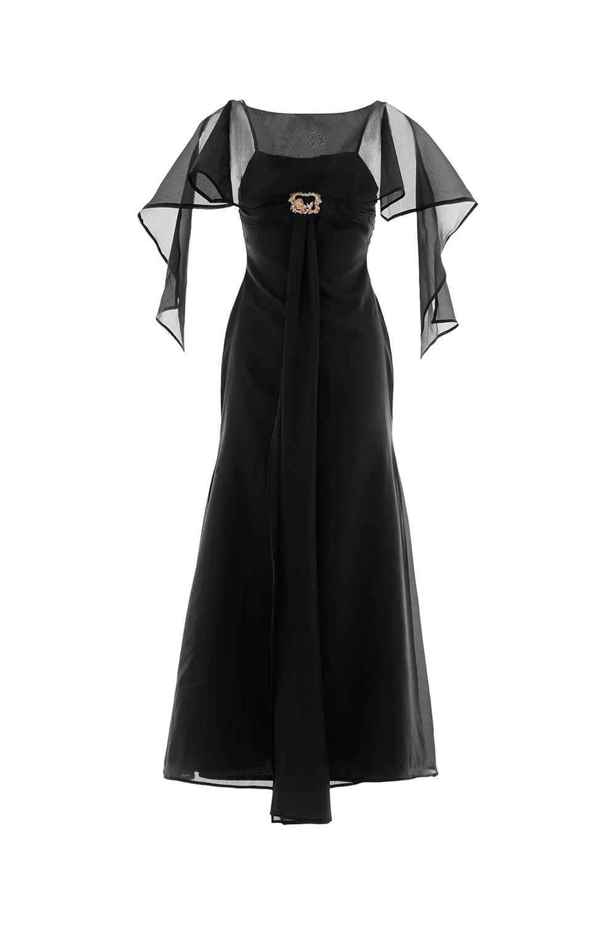 Hades A-line V-Neck Silk Ankle Length Dress Maxi Dress LaLING