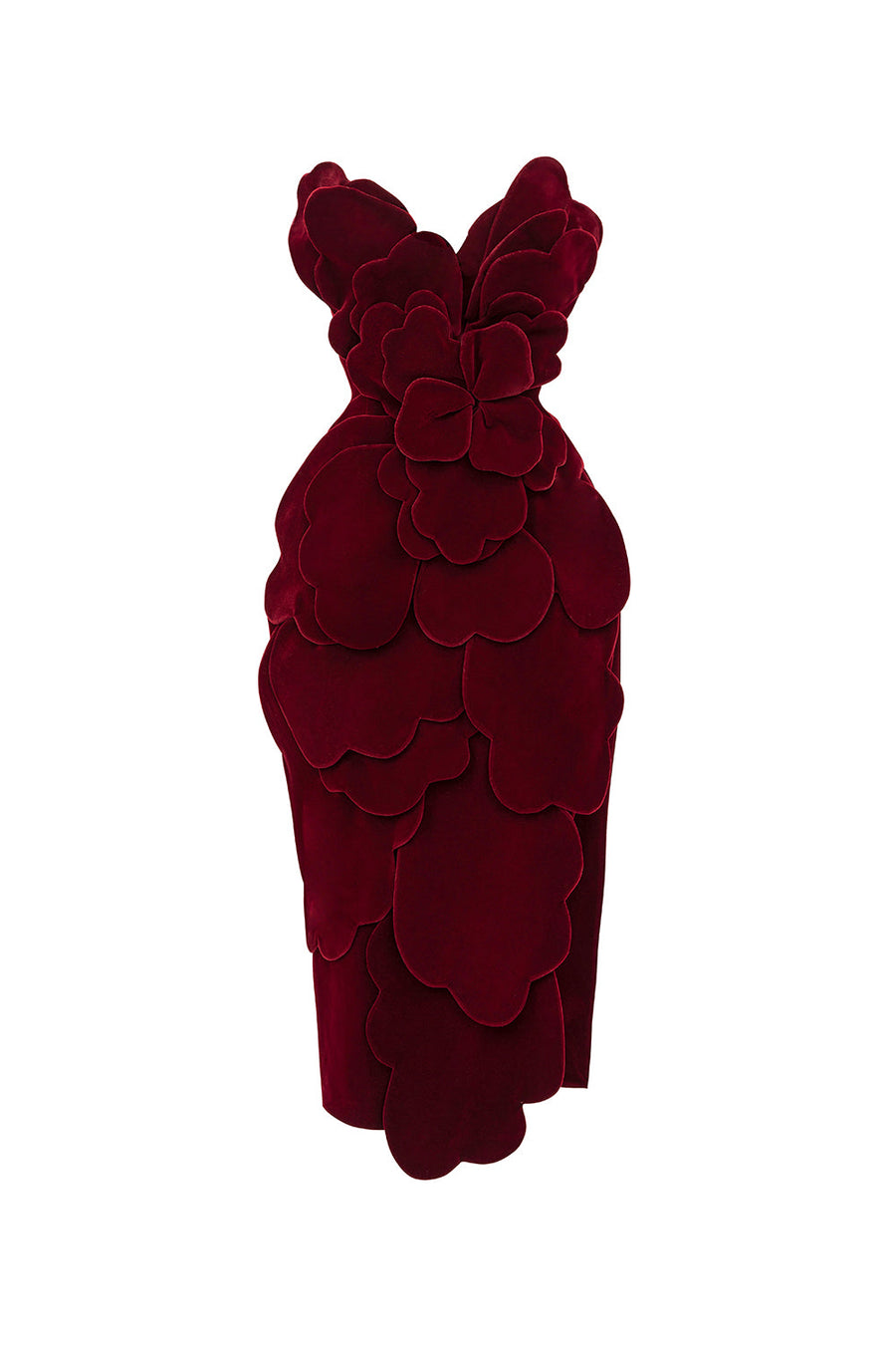 Velour Pegged Flower Applique Polyester Midi Dress 1