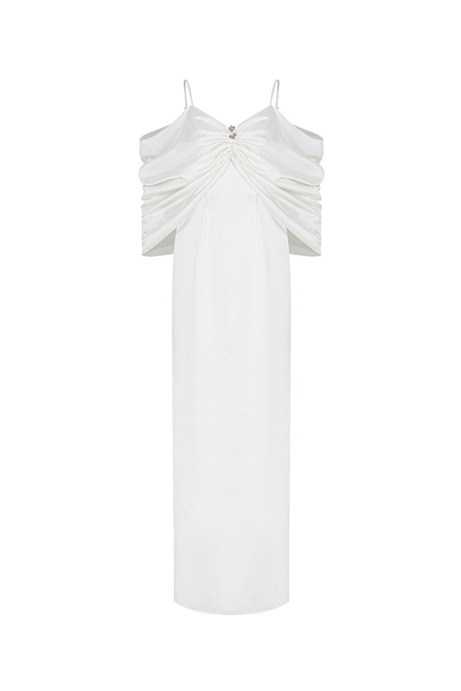 Aurelia Sheath Spaghetti Strap Silk Ankle Length Dress White Maxi Dress LaLING