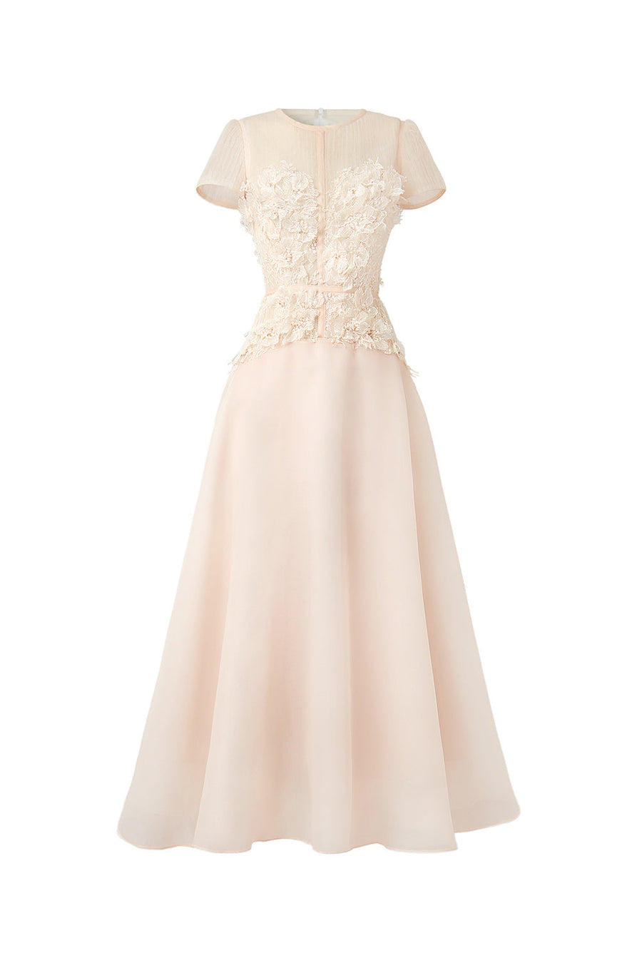 Starry A-line Flower Applique Organza Midi Dress Midi Dress Calista de Minh Thanh