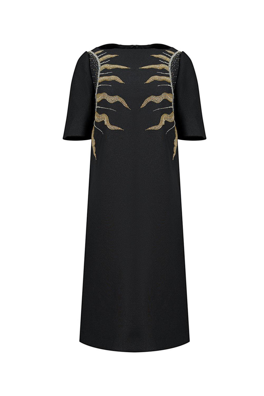 Teresa Trapezoid Flare Sleeved Gabardine Midi Dress Midi Dress CHANCOS