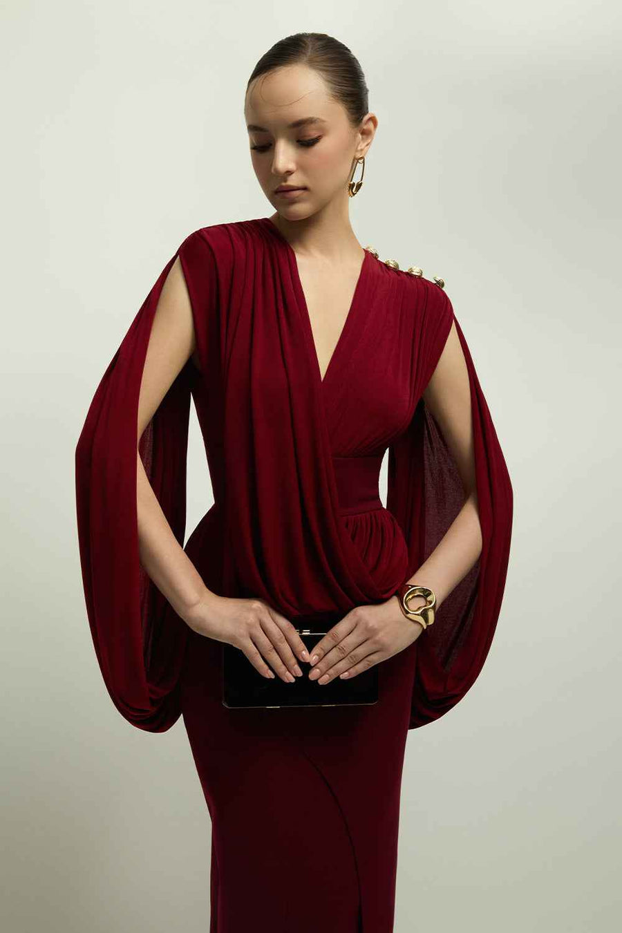 Lioran Sheath Draped Maxi Dress
