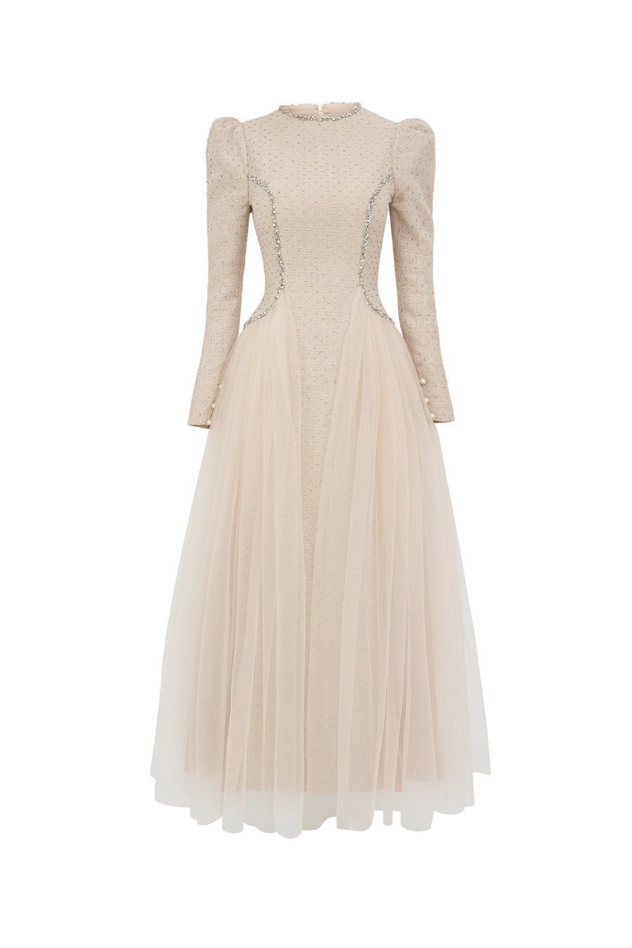 Cardenas A-line Puffy Sleeved Polyester Ankle Length Dress 1