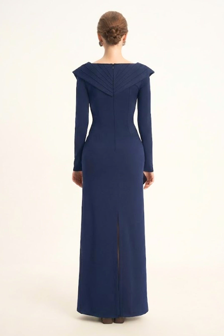 Salvia Sheath Back Slit Cotton Floor Length Dress 8