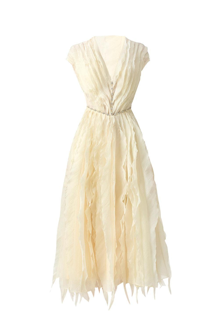 Calhoun Fit and Flare V-Neck Organza Midi Dress 9