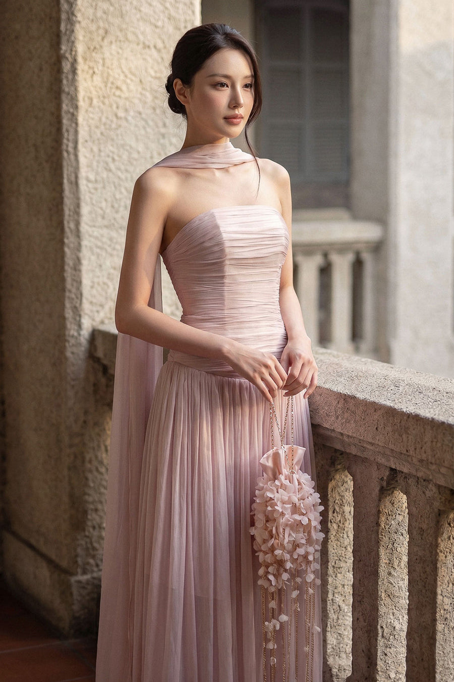 Blush Ruched Maxi Dress 4