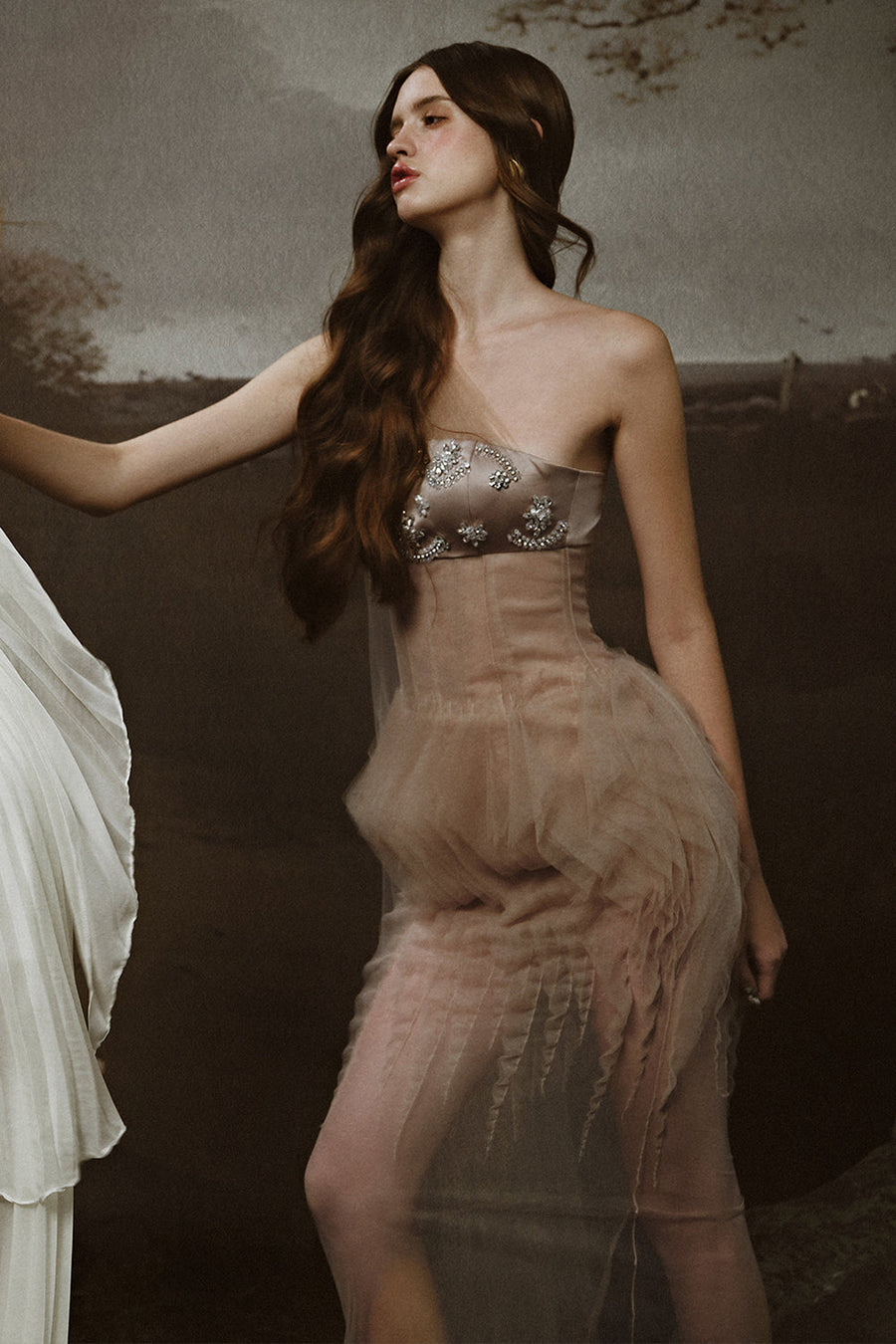 Junia Sheath One Shoulder Tulle Floor Length Dress Maxi Dress LINH PHUNG