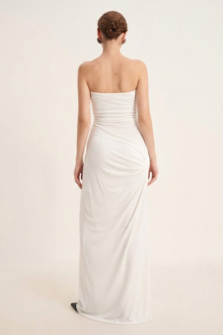 Pansy Sheath Straight Across Neck Elastic Cotton Floor Length Dress 10