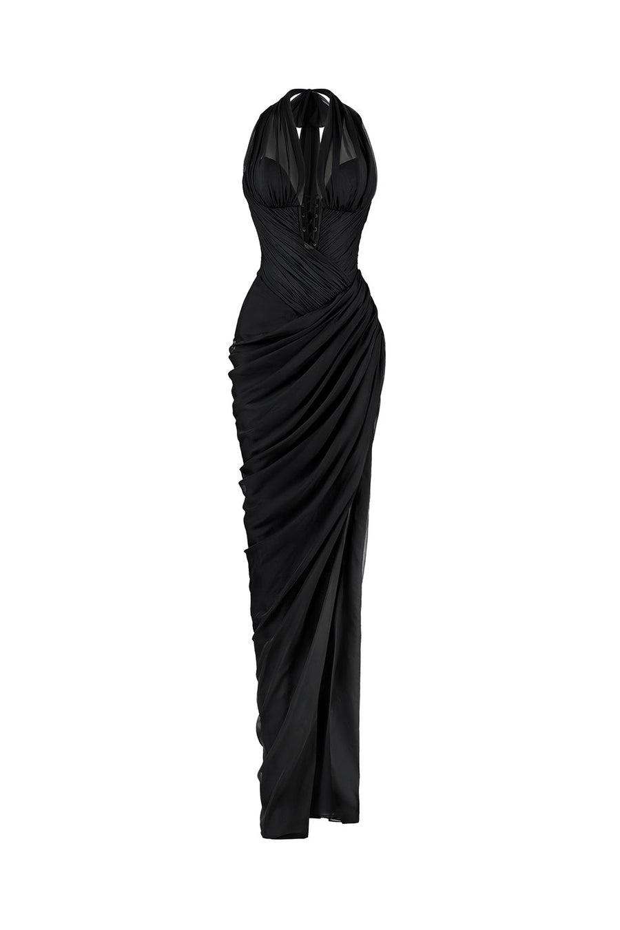 Arielle Slit Plunge Neck Chiffon Long Length Dress Maxi Dress CEM