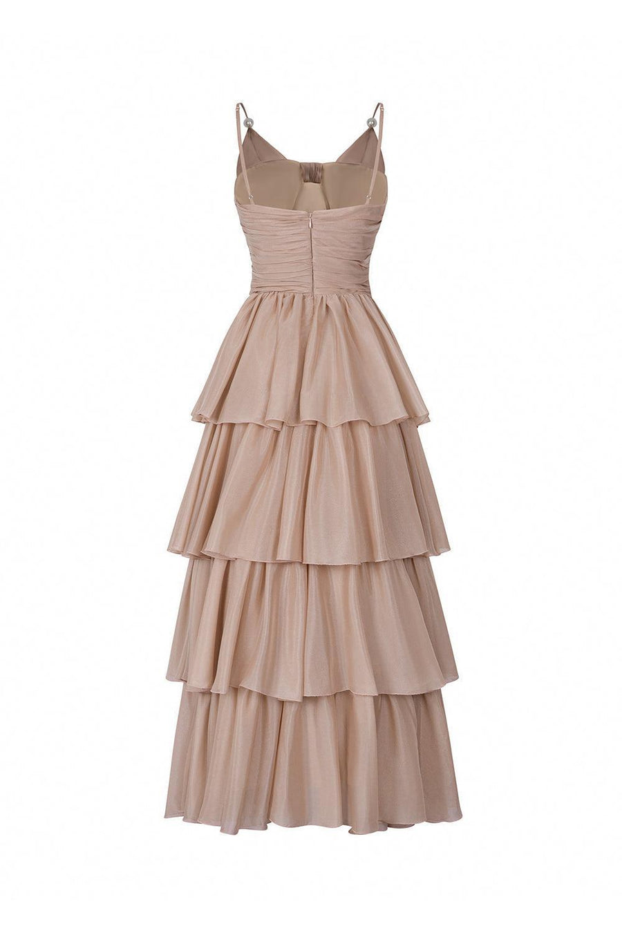 Galena Layered Spaghetti Strap Silk Ankle Length Dress Maxi Dress Calista de Minh Thanh