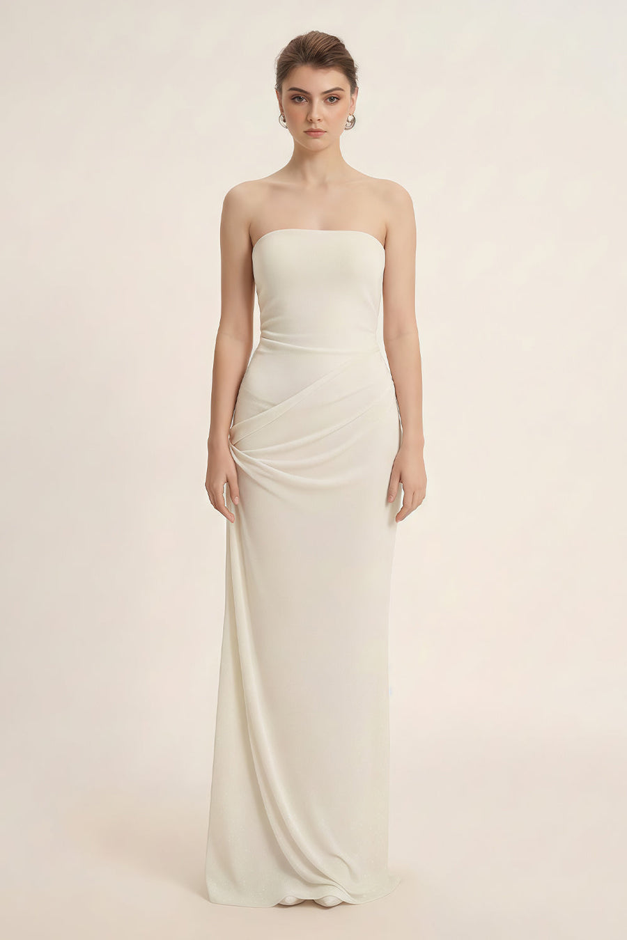 Pansy Sheath Straight Across Neck Elastic Cotton Floor Length Dress 11