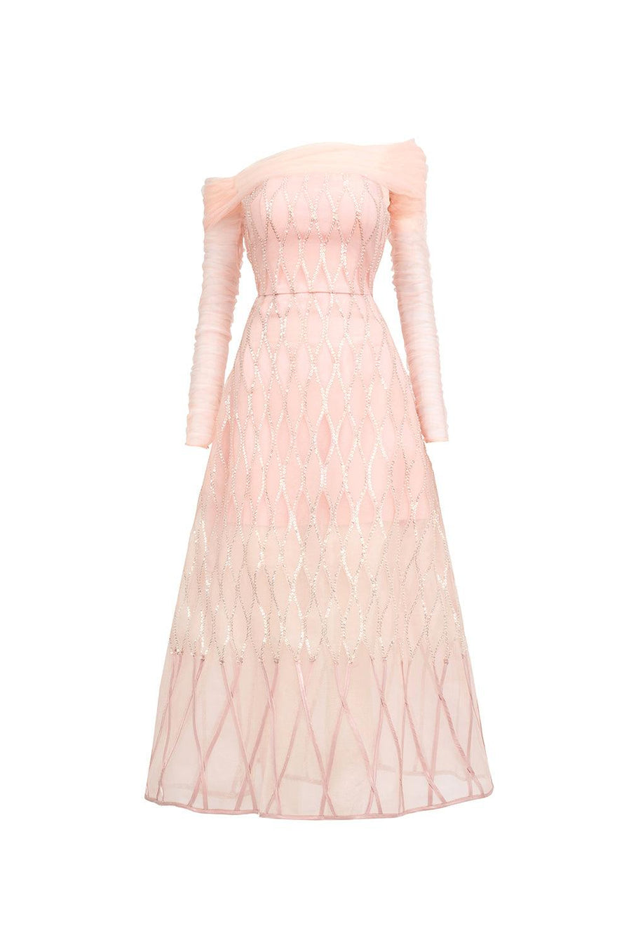 Elysium A-line Asymmetric Neck Polyester Midi Dress 1