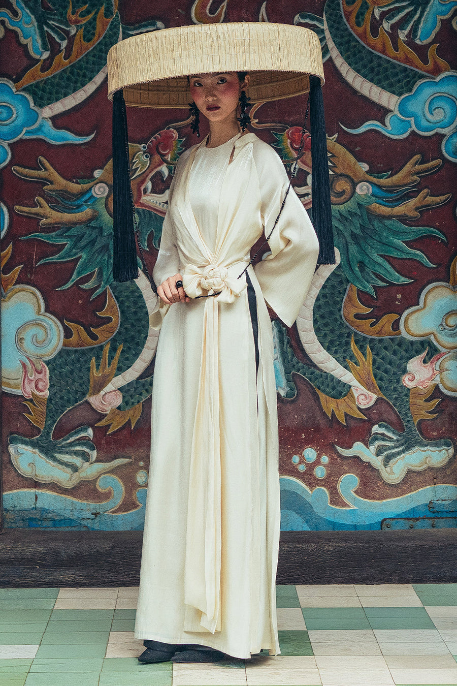 Dien Ket Round Neck Synthetic Silk Ao Dai 9