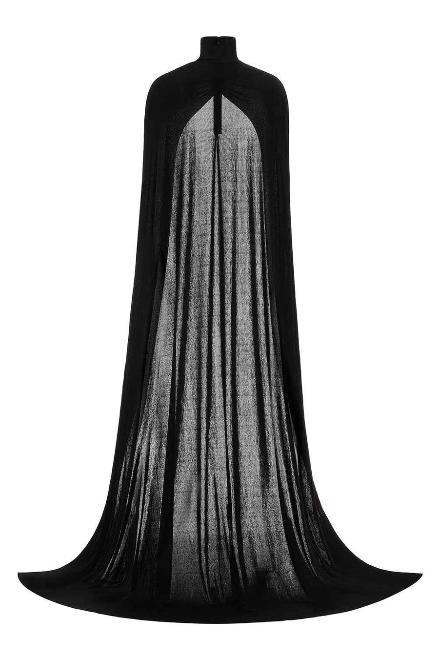 Pansy Straight Turtle Neck Elastic Cotton Floor Length Cape