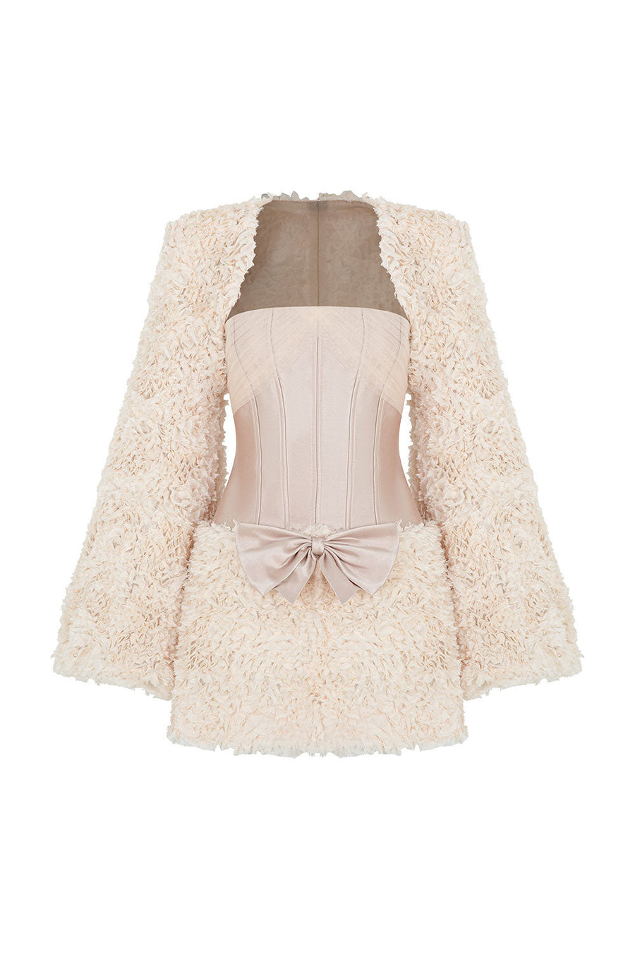 Bambi Cropped Long Sleeved Faux Fur Jacket Vanilla Jacket LINH PHUNG