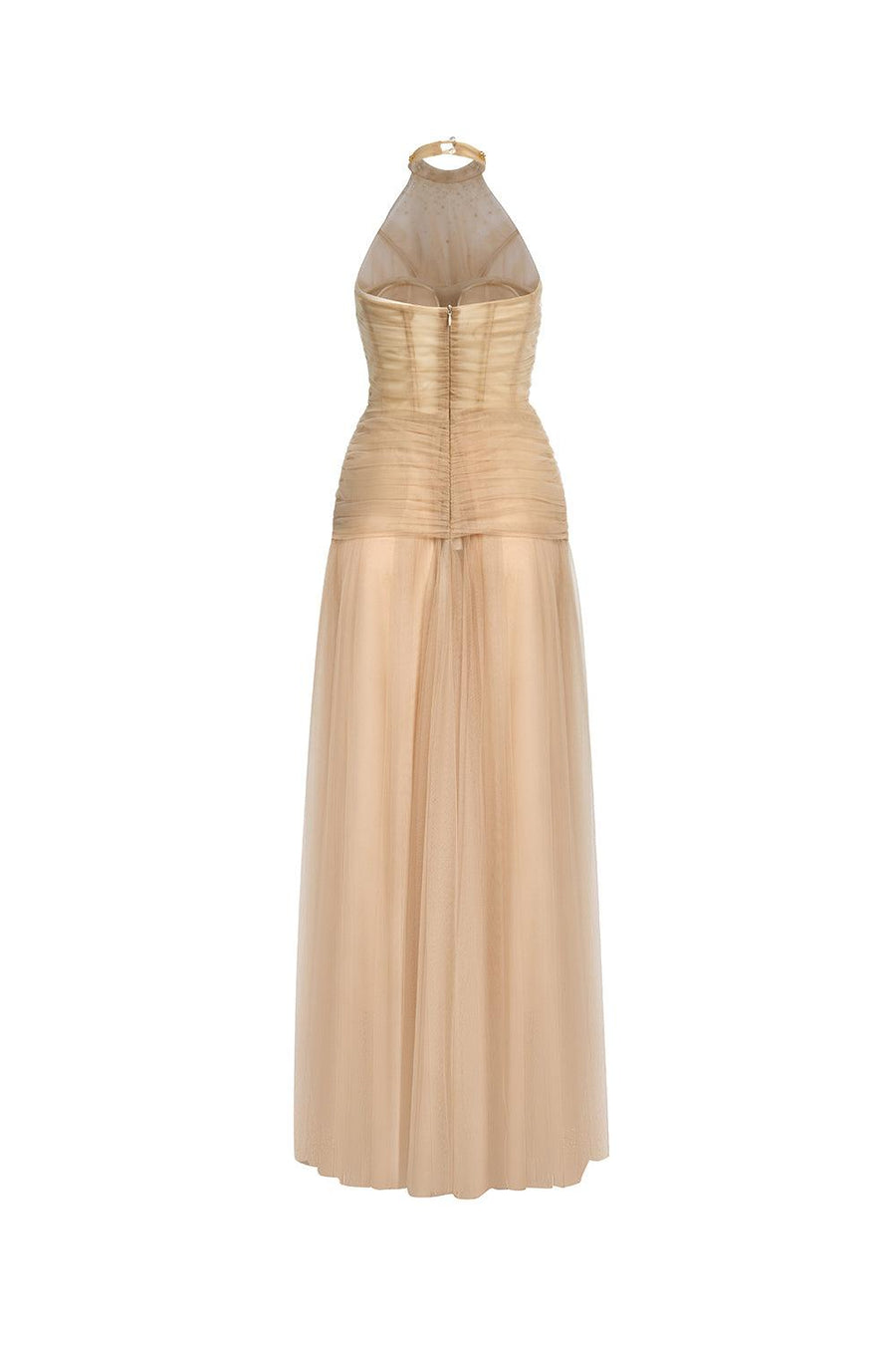 Luxueuse Flared Halter Neck Mesh Long Length Dress Gown Dress Calista de Minh Thanh