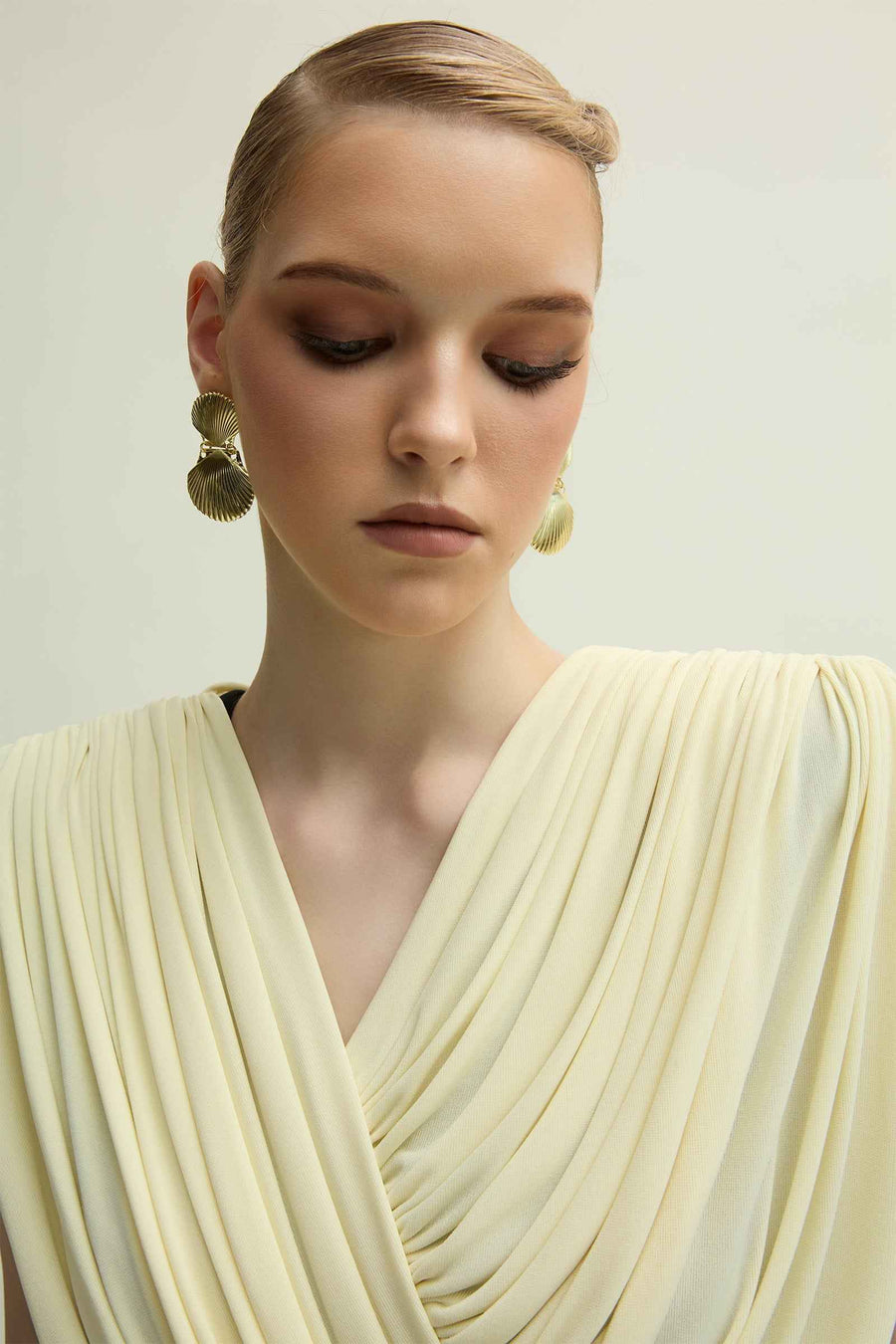 Panton V-Neck Draped Maxi Dress