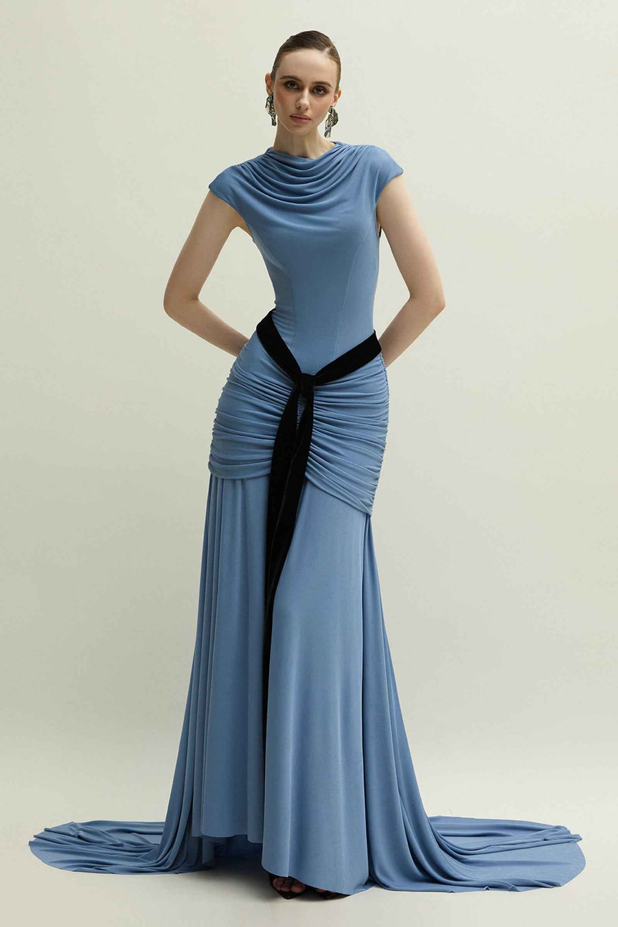 Primrose Cowl Gathering Maxi Dress