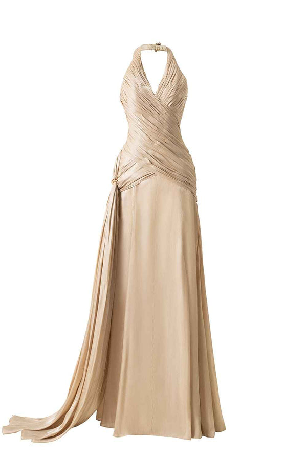 Capucine Sarong Corset Waist Silk Blend Floor Length Dress