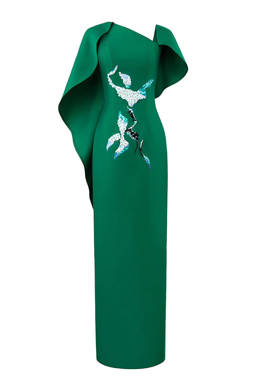 Petal's Secret Dance Sheath Asymmetric Neck Zibeline Floor Length Dress 6