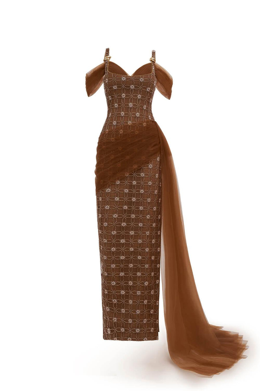 Sienna Sheath Cold Shoulder Sleeved Polyester Maxi Dress 7
