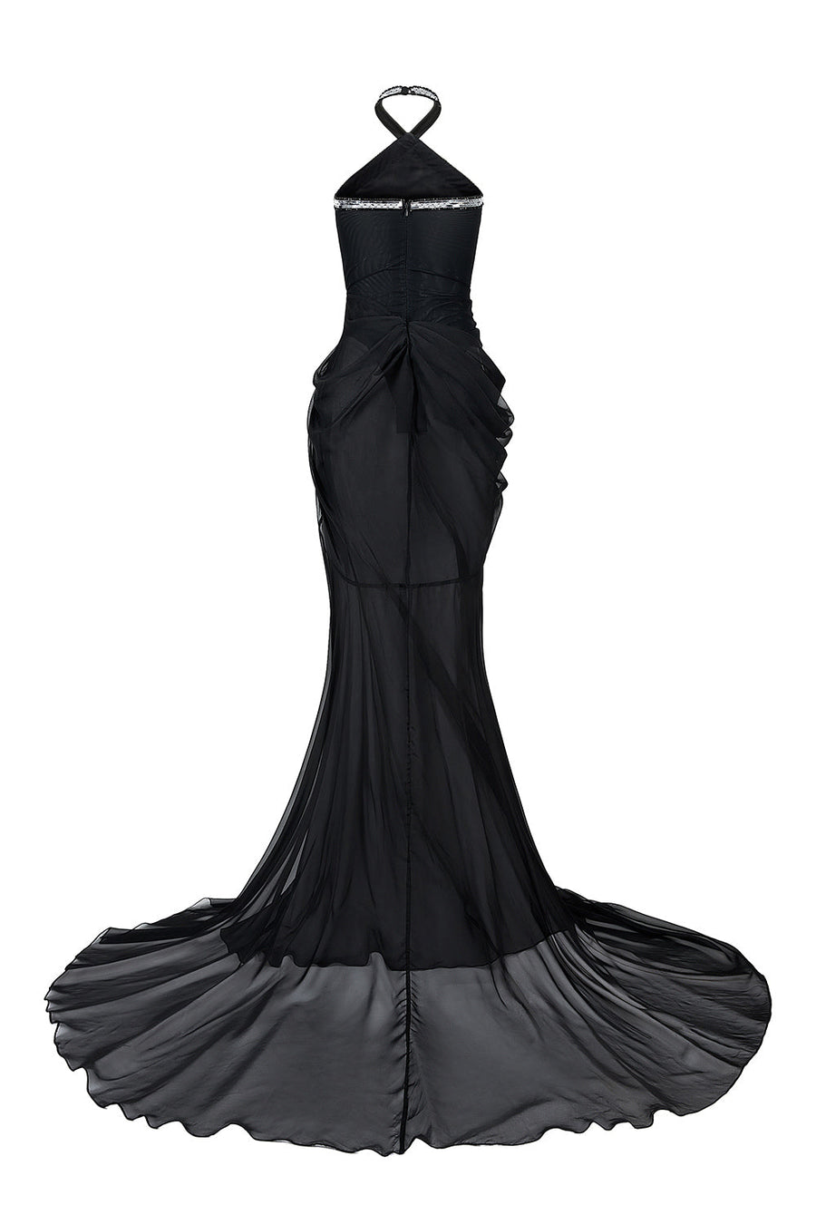 Willa Slit Halter Neck Chiffon Extra Long Length Dress Gown Dress CEM