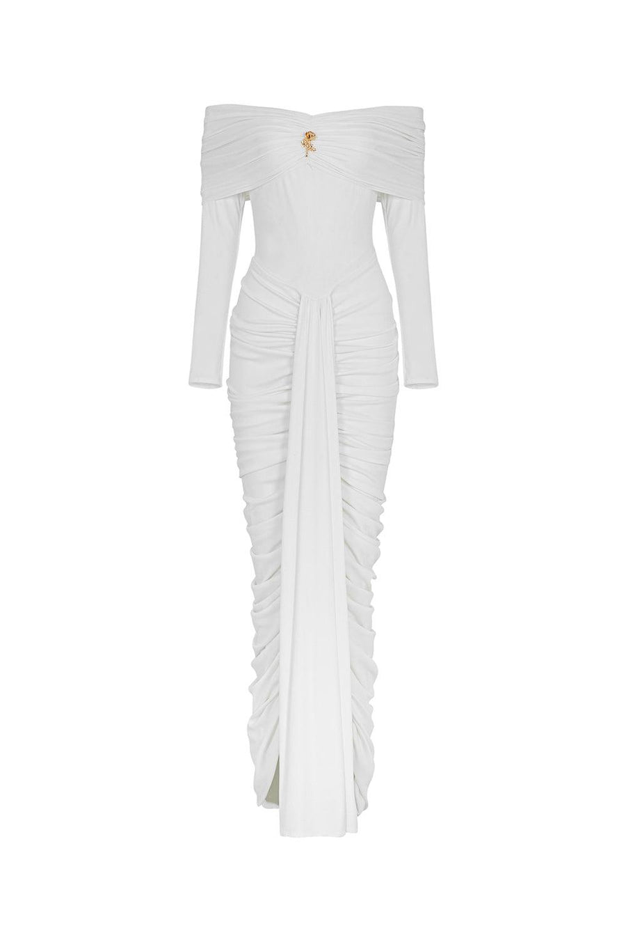 Gabrielle Gathered Extended Flap Cotton Jersey Ankle Length Dress Maxi Dress LaLING