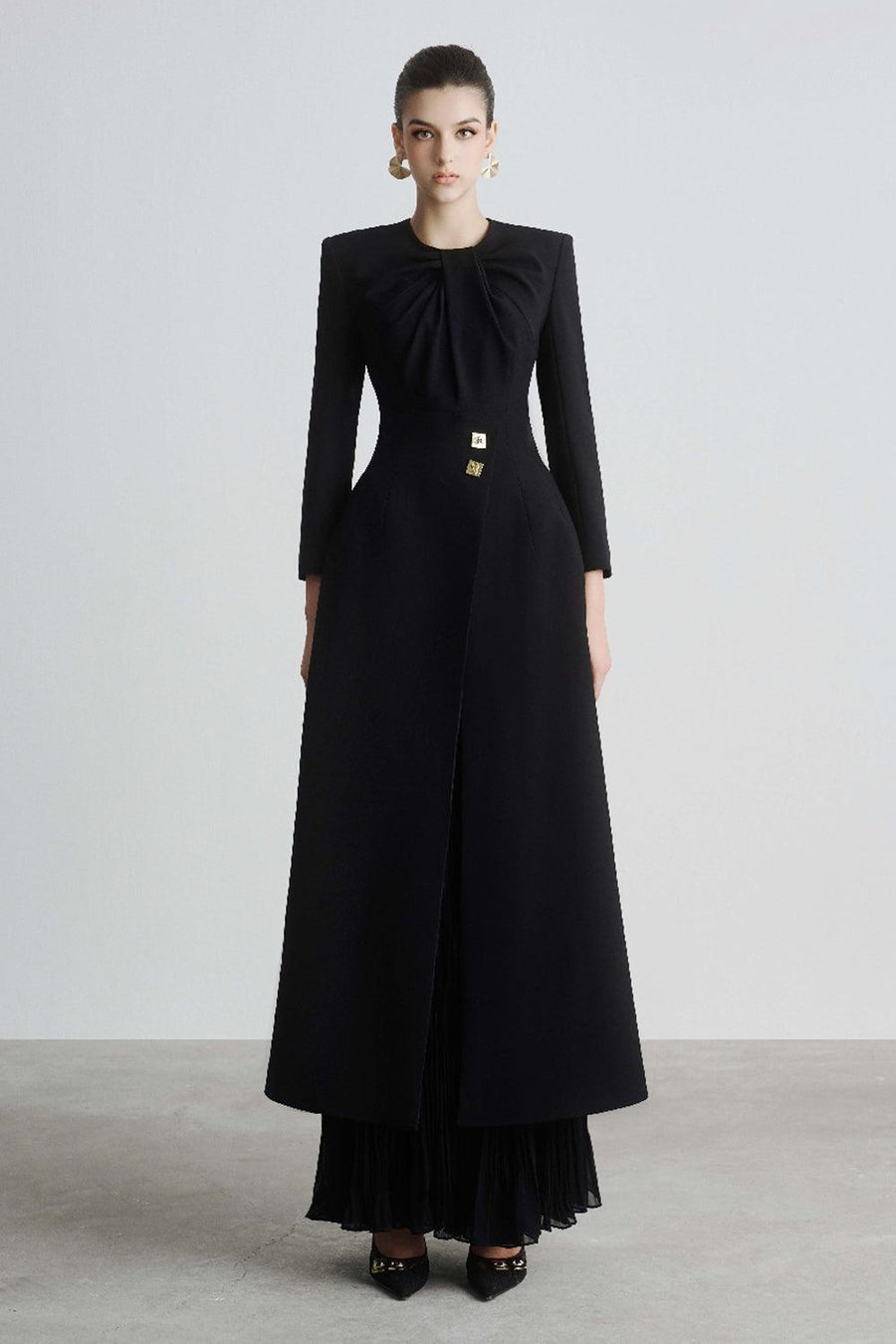 Helen Slit Square Shoulder Polyester Long Length Shirt Shirt Maison des Copains