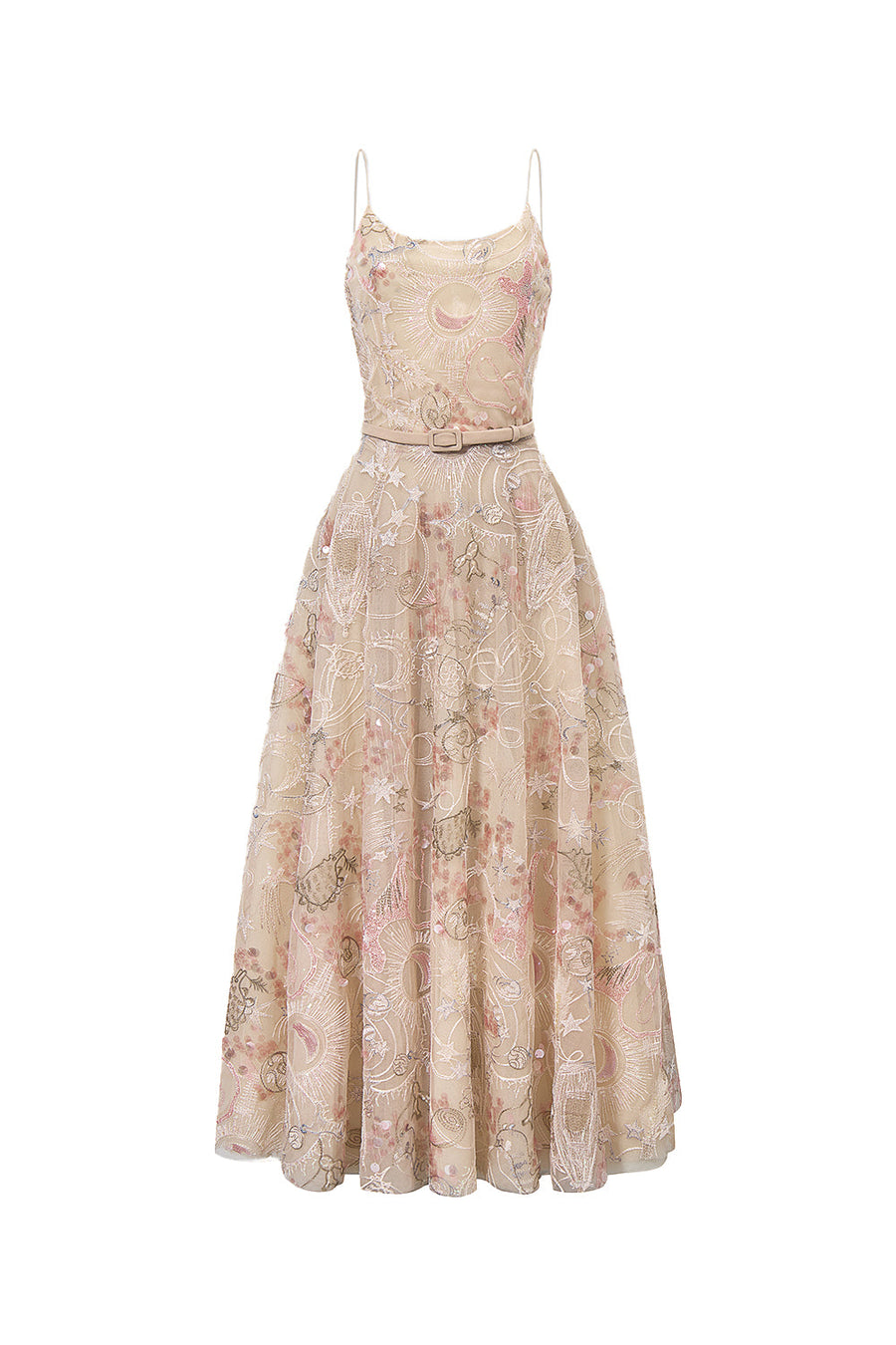 Tidal Whisper A-line Spaghetti Strap Embroidered Lace Maxi Dress Maxi Dress CHYMEOCHY