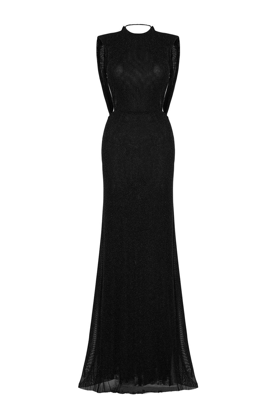Collin Sheath Round Neck Mesh Floor Length Dress 1