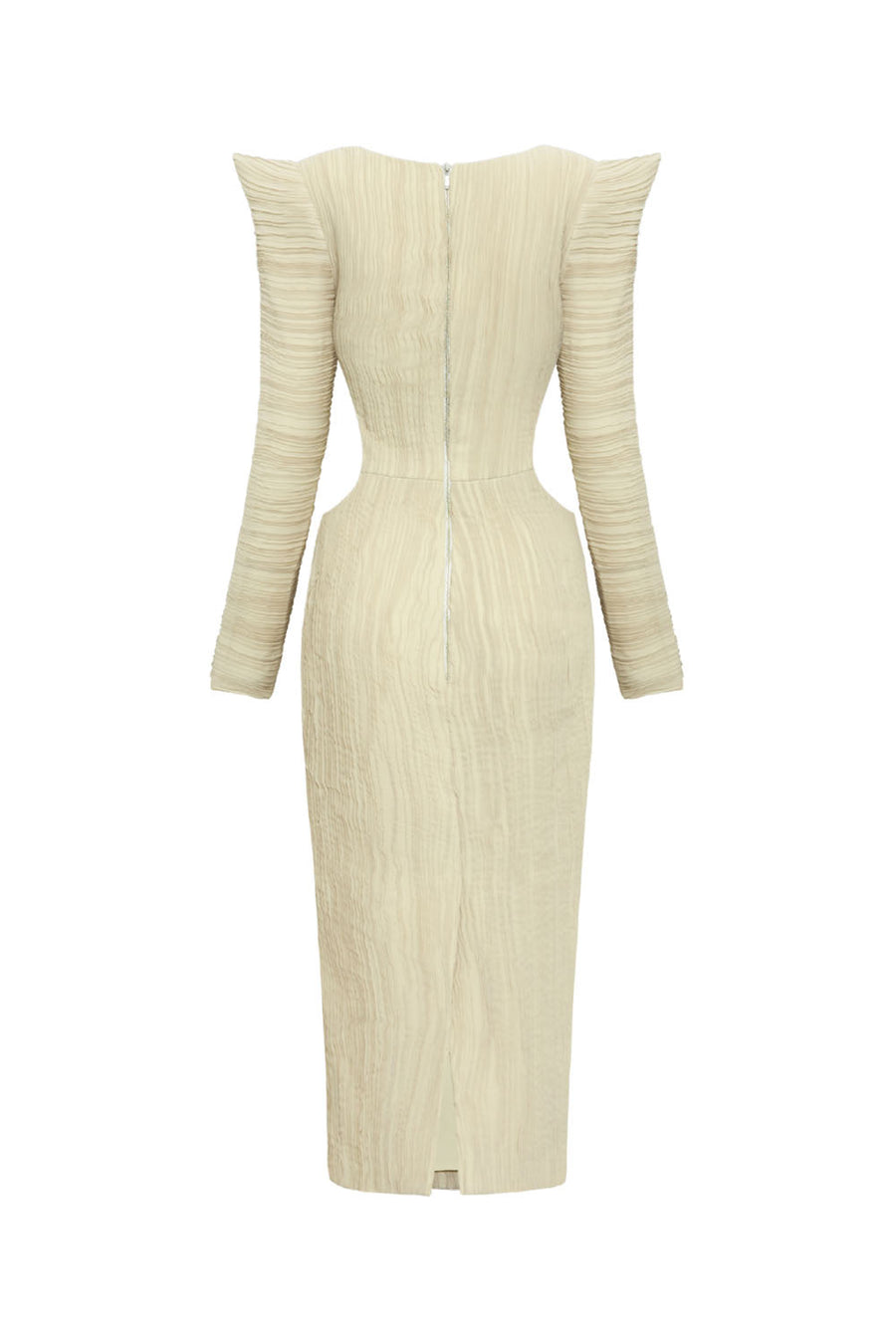 Jocelyn Pegged Queen Anne Neck Chiffon Midi Dress Midi Dress CHYMEOCHY