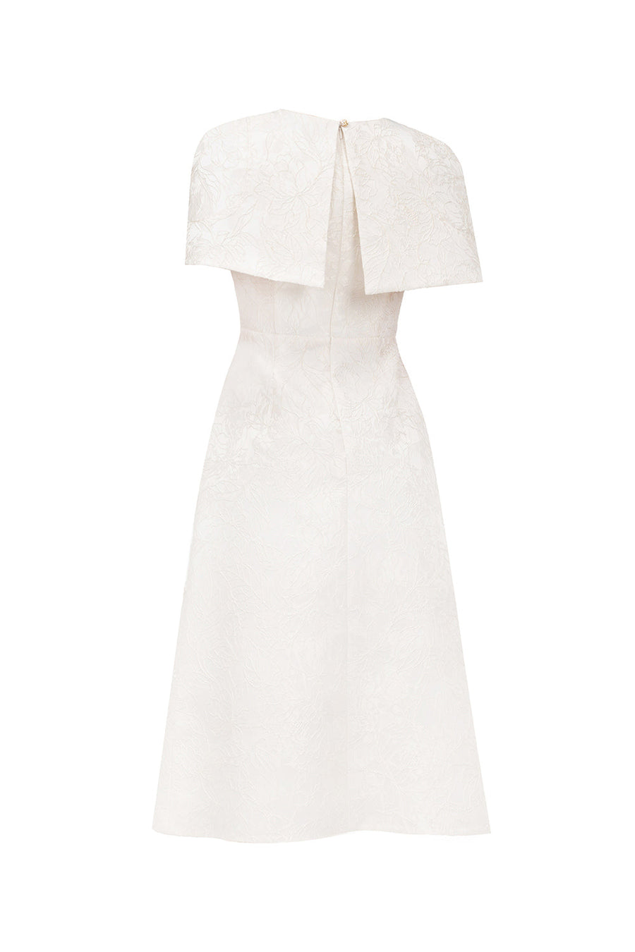 Sophia A-line Cape Shoulder Jacquard Calf Length Dress Midi Dress IVY moda