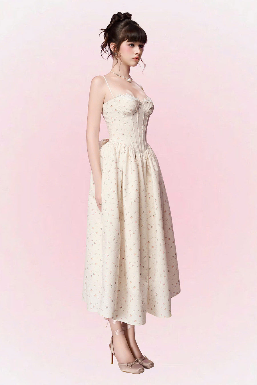 Kiera Sweetheart Gathering Midi Dress 7