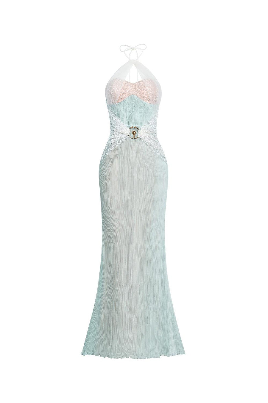 Iridella Halter Cut-Out Silk Lace Ankle Length Dress Maxi Dress Calista de Minh Thanh