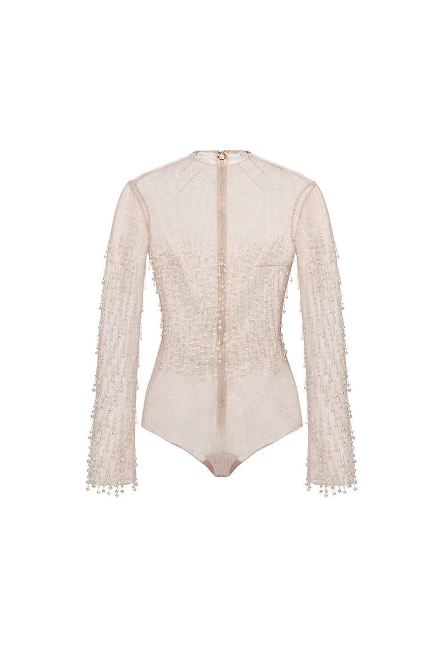 Beige Faux Pearl Longsleeve Top