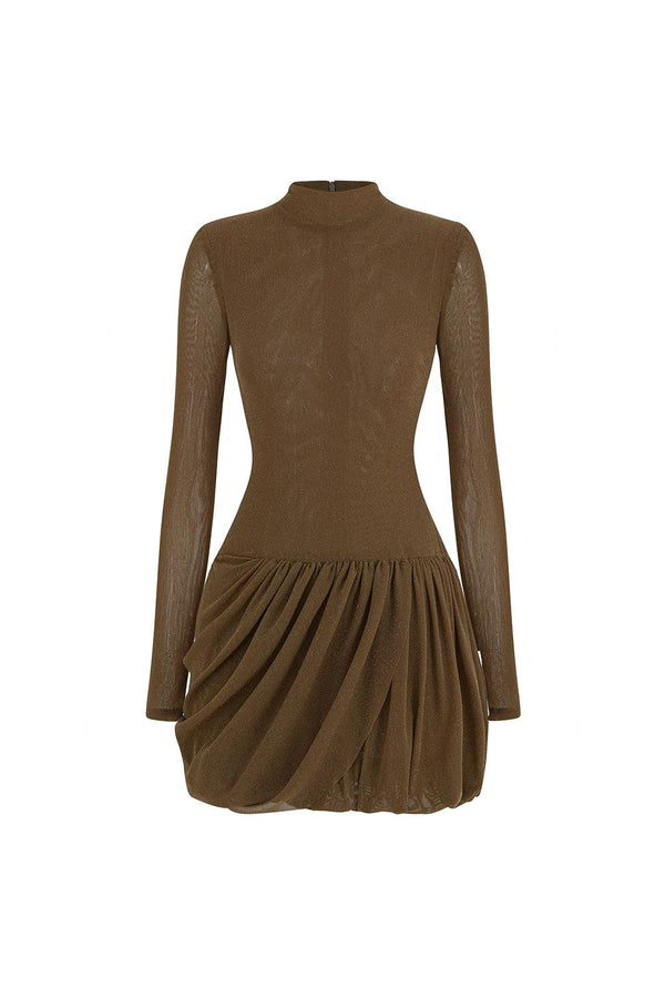 Alisa Drop Waist Long Sleeved Mesh Mini Dress