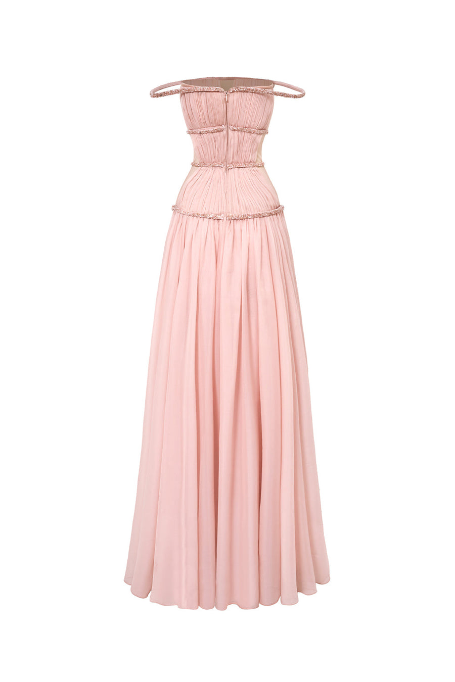 Stellara Fit and Flare Gathered Mesh Silk Maxi Dress Gown Dress Calista de Minh Thanh