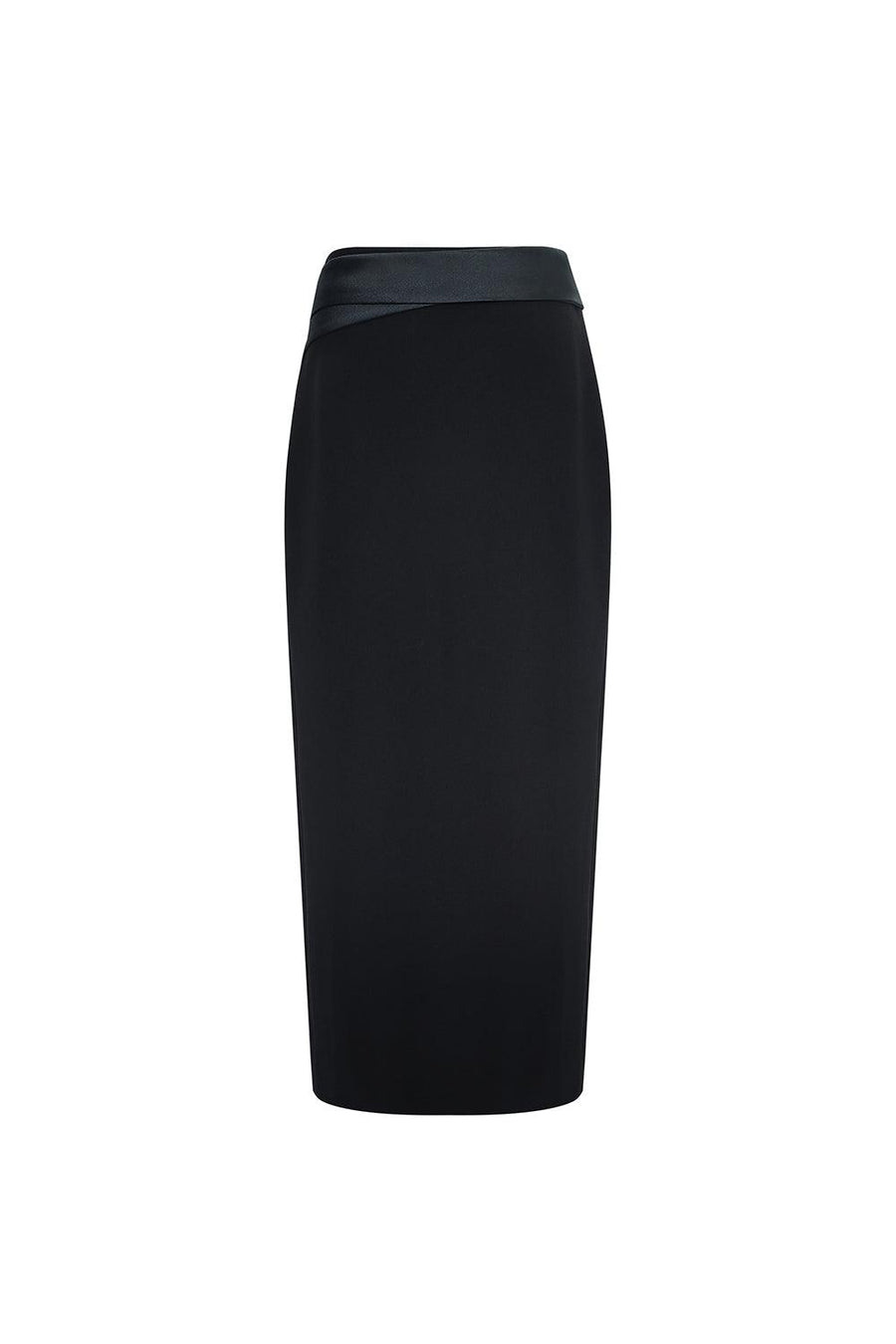 Pamplona Straight Zipper Satin Crepe Midi Skirt 1