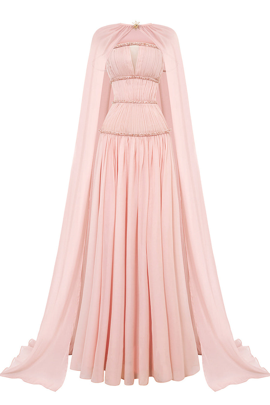 Stellara Fit and Flare Gathered Mesh Silk Maxi Dress Gown Dress Calista de Minh Thanh