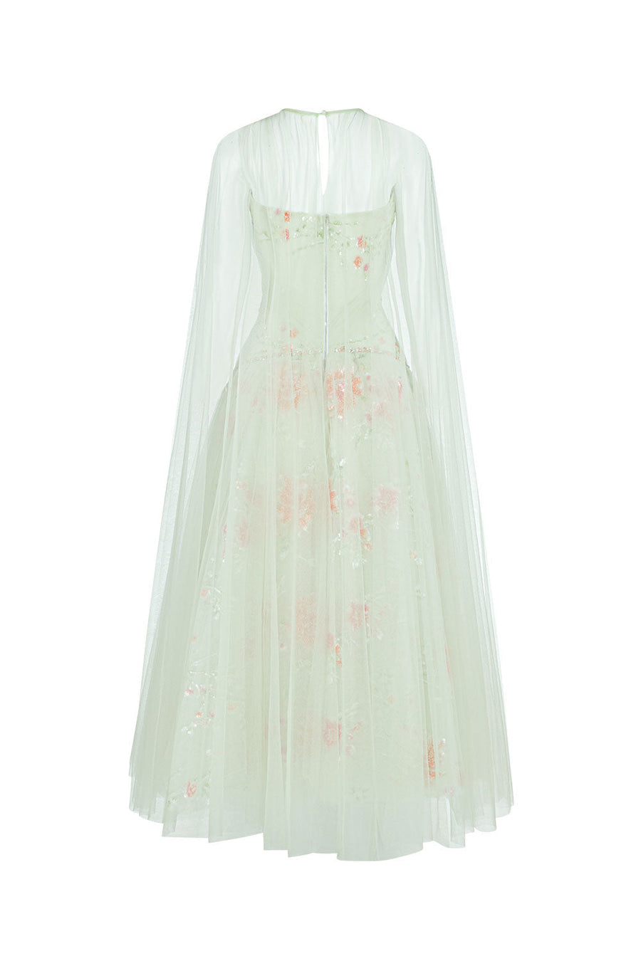 Jarfin A-line Cape Shoulder Tulle Midi Dress Midi Dress LINH PHUNG