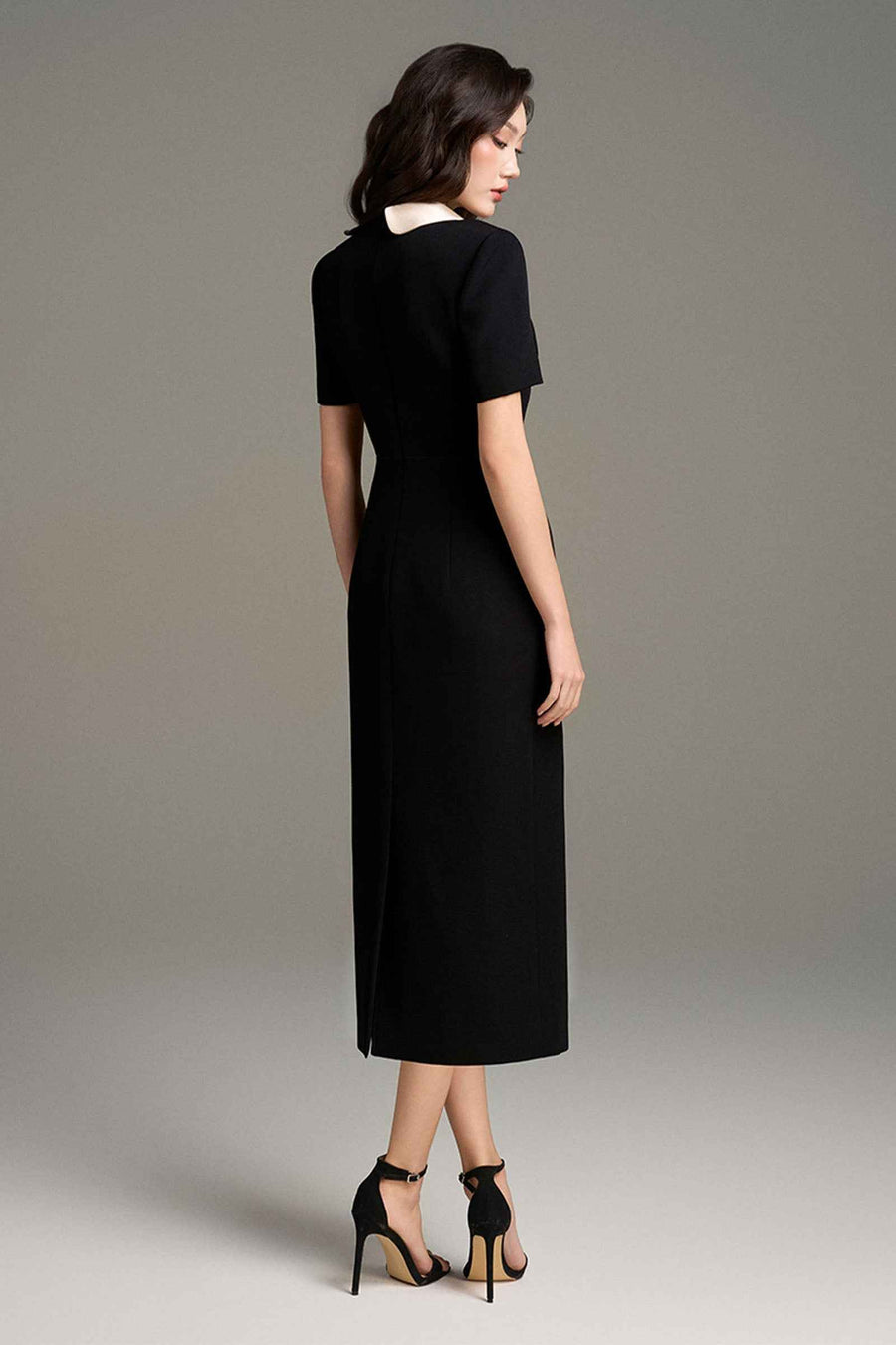 Velour Round Neck Midi Dress