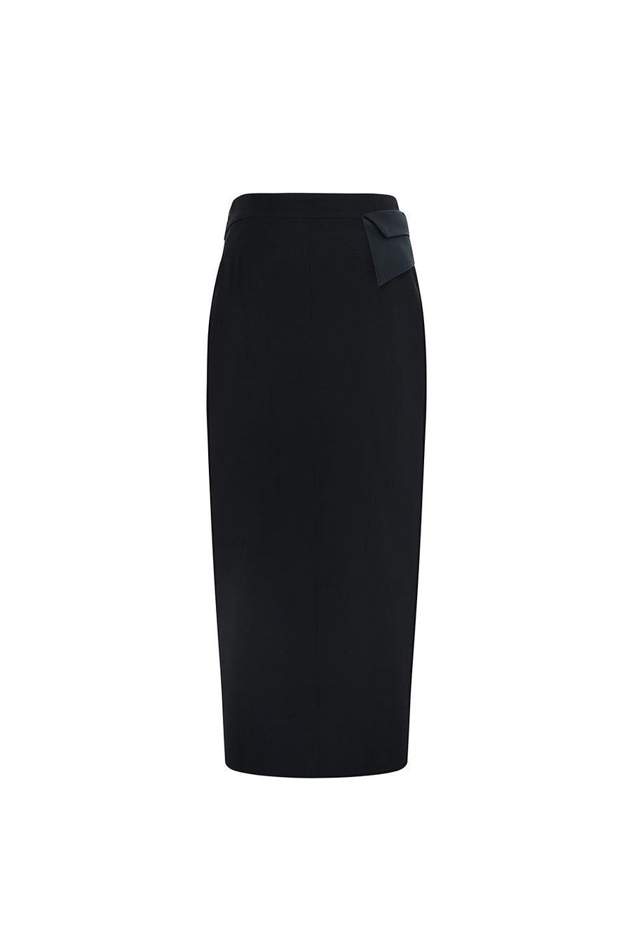 Pamplona Straight Zipper Satin Crepe Midi Skirt 3