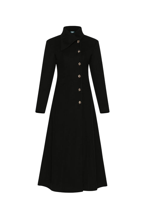 Valerie Asymmetric Neck Trench Coat 1