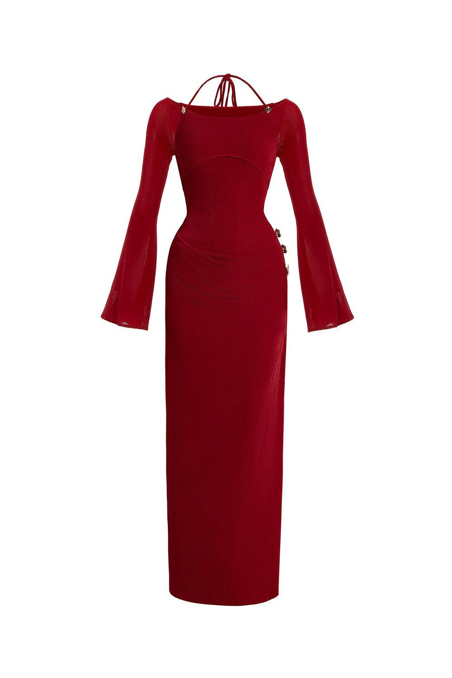 Cassia A-line Halter Neck Elastic Cotton Floor Length Dress 1