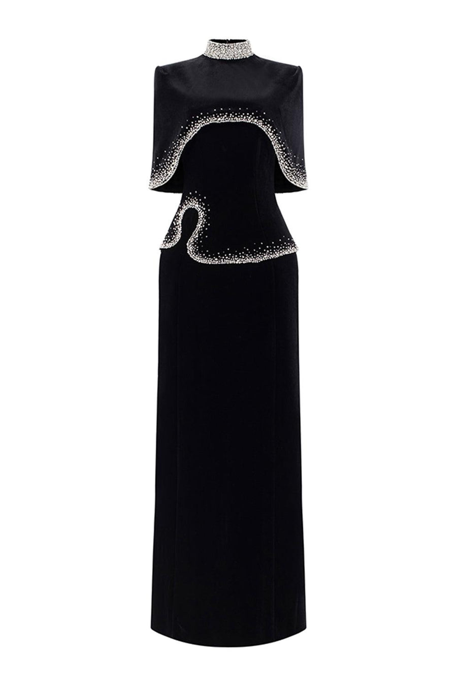 Ramsey Strapless Stone Velvet Floor Length Dress 1