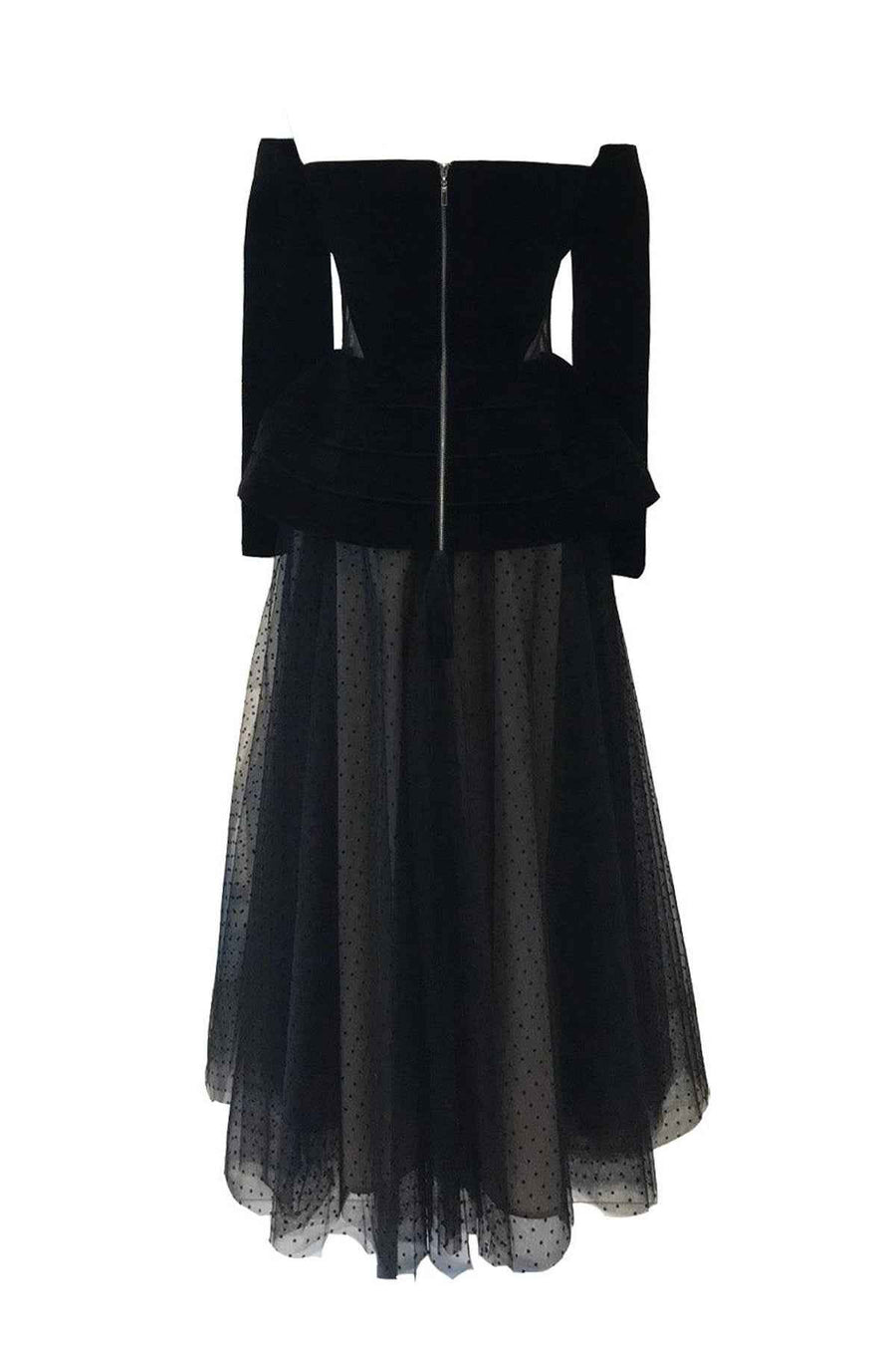 Lunar Fit and Flare Cut-Out Velvet Midi Dress