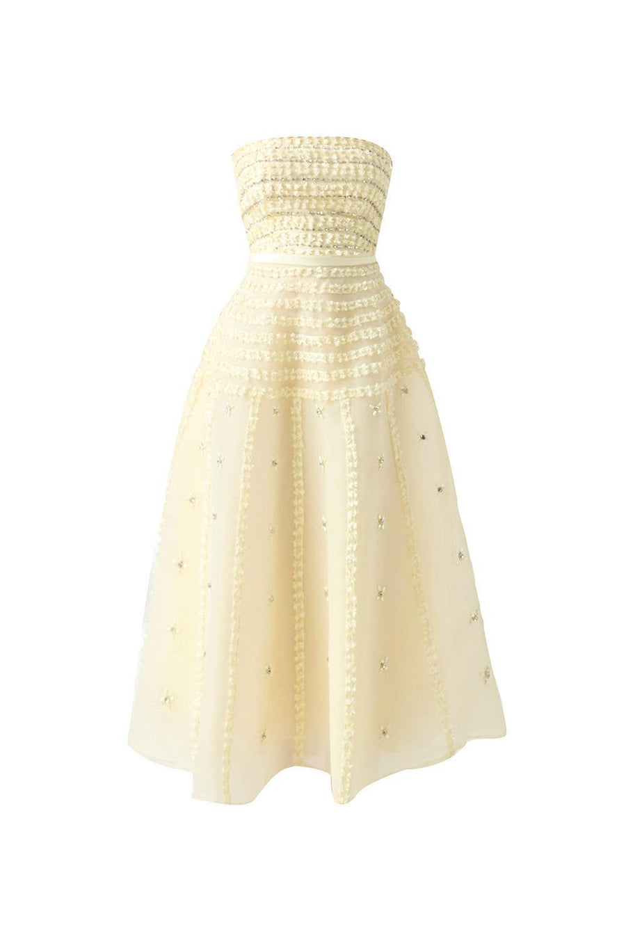 Terry Strapless Stone Organza Midi Dress 8