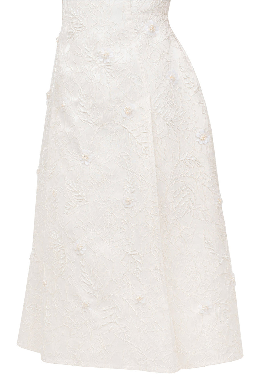 Sophia A-line Cape Shoulder Jacquard Calf Length Dress Midi Dress IVY moda