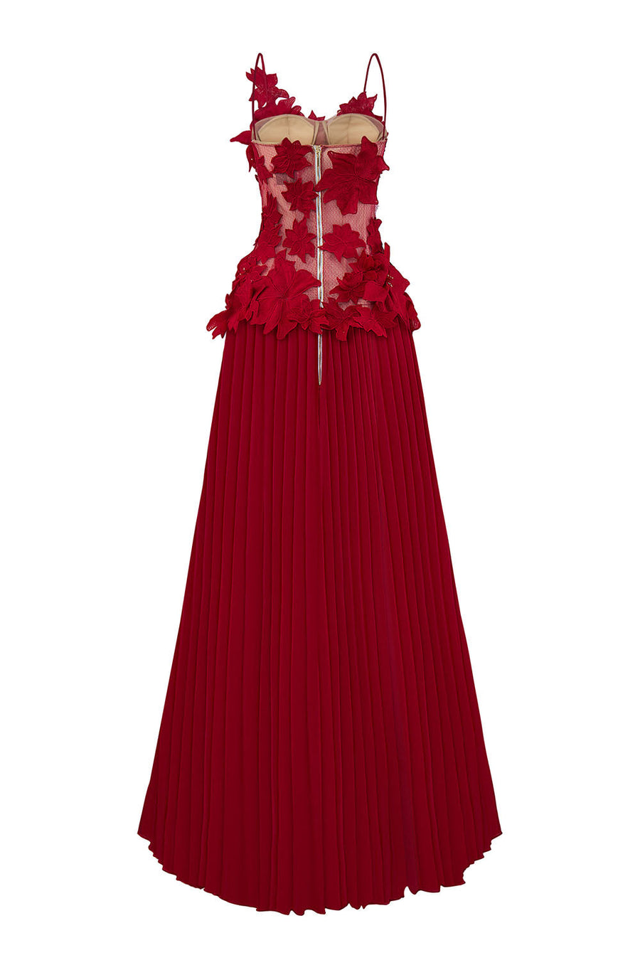 Quasar Pleated Spaghetti Strap Mesh Lace Floor Length Dress Gown Dress Calista de Minh Thanh