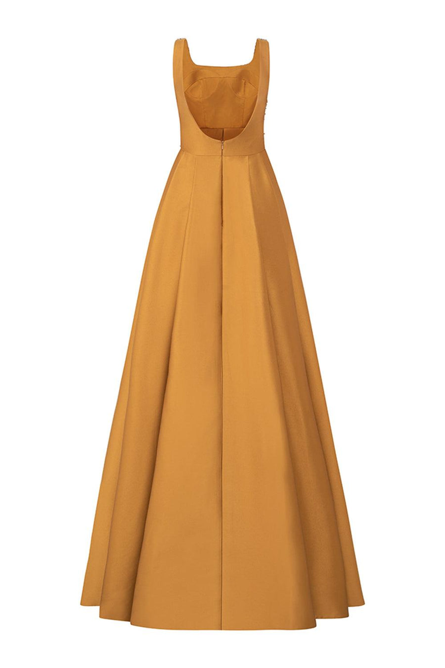Isaiah Ball Gown Square Neck Crepe Floor Length Dress 9